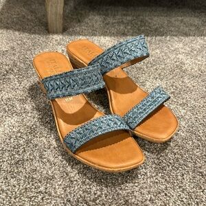 Italian Shoemakers wedge sandals. Blue. Size: 11M. Made in Italy. Gently used.